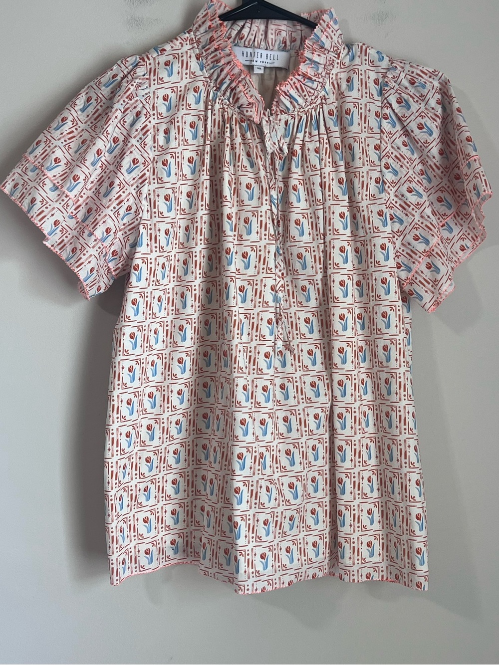 Hunter Bell Millie Top Floral Blouse Tulips EUC Size XS